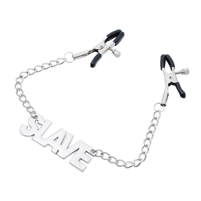 Smart Moves - Nipple Clamps with SLAVE pendant Silver-Erotiekvoordeel.nl