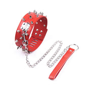 Smart Moves - Brede Collar met Spikes - Inclusief Leash - Rood-laced-up.nl