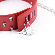 Smart Moves - Brede Collar met Spikes - Inclusief Leash - Rood-laced-up.nl