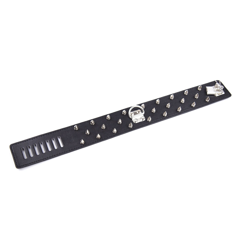 Smart Moves - Brede Collar met Spikes - Inclusief Leash - Zwart-laced-up.nl