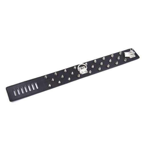 Smart Moves - Brede Collar met Spikes - Inclusief Leash - Zwart-Erotiekvoordeel.nl