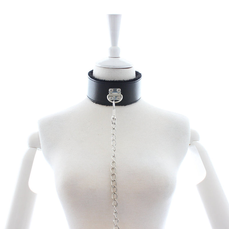 Smart Moves - Bont Gevoerde Collar met Leiband - Zwart-laced-up.nl