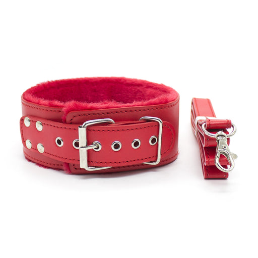 Smart Moves - Bont Gevoerde Collar met Leiband - Rood-Erotiekvoordeel.nl