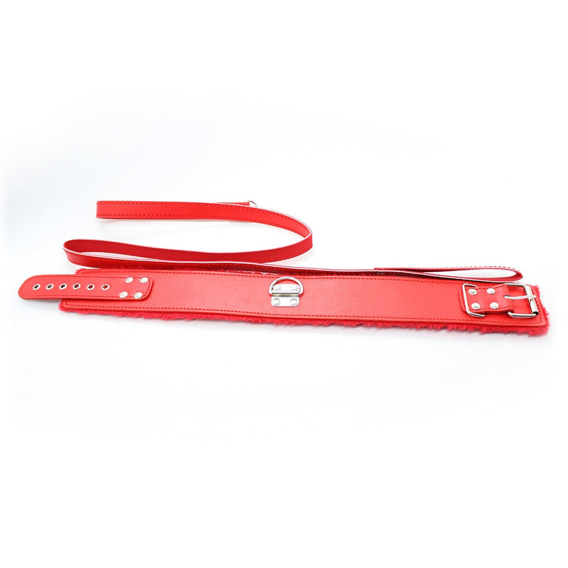 Smart Moves - Bont Gevoerde Collar met Leiband - Rood-laced-up.nl