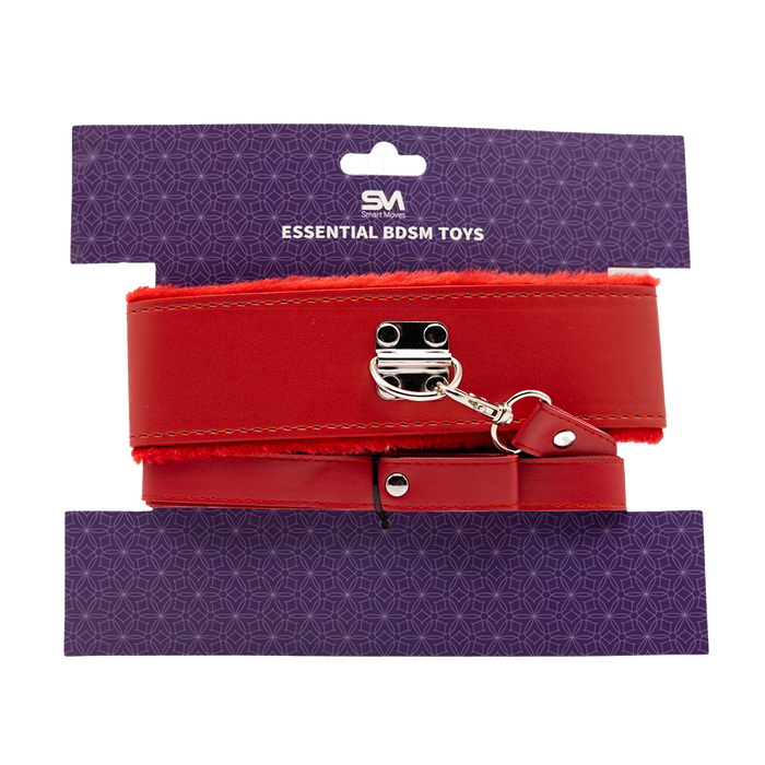 Smart Moves - Bont Gevoerde Collar met Leiband - Rood-Erotiekvoordeel.nl