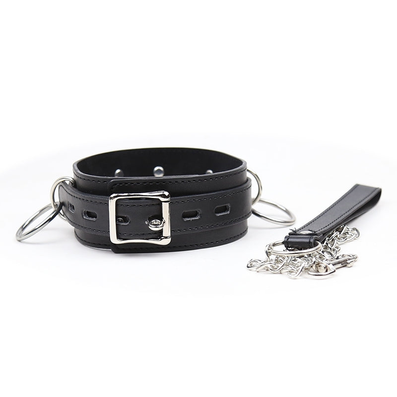 Smart Moves - Collar met Drie Ringen - Inclusief Leiband - Zwart-laced-up.nl