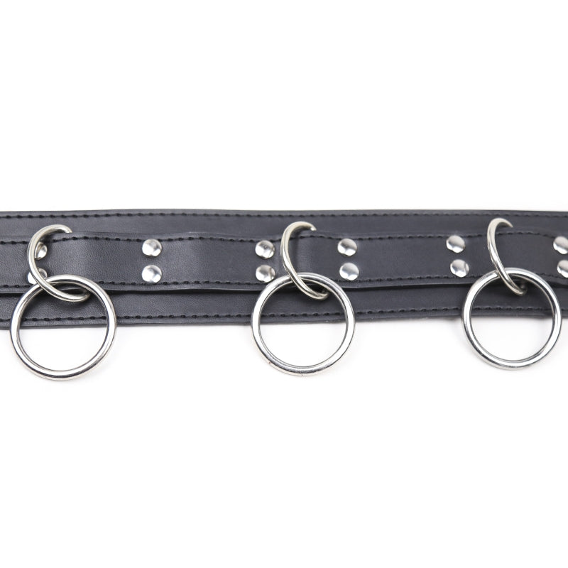 Smart Moves - Collar met Drie Ringen - Inclusief Leiband - Zwart-laced-up.nl