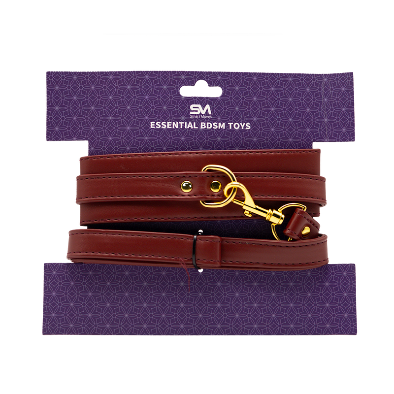 Smart Moves - Collar met Leash - Donkerrood - Gouden Hardware-laced-up.nl