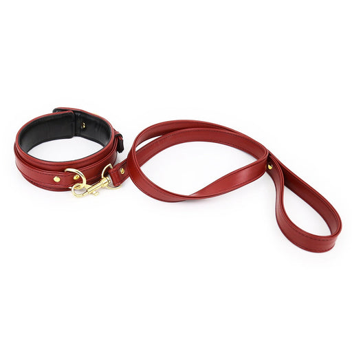 Smart Moves - Collar met Leash - Donkerrood - Gouden Hardware-laced-up.nl