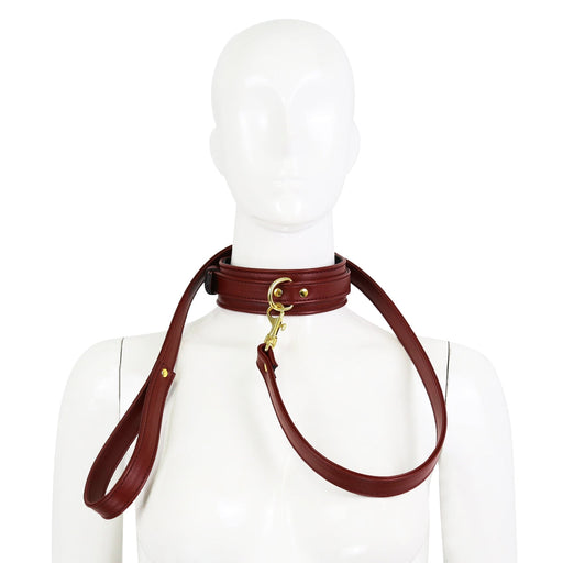 Smart Moves - Collar met Leash - Donkerrood - Gouden Hardware-laced-up.nl
