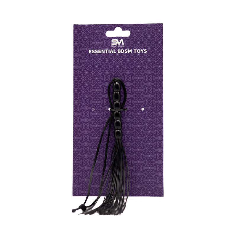 Smart Moves - Mini Flogger - Siliconen Strengen - Kralen Handvat - 21 cm - Zwart-laced-up.nl
