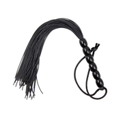 Smart Moves - Mini Flogger - Siliconen Strengen - Kralen Handvat - 21 cm - Zwart-laced-up.nl