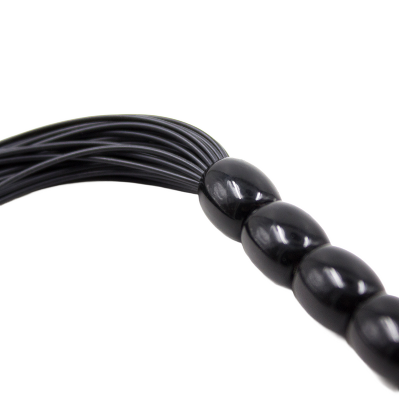 Smart Moves - Mini Flogger - Siliconen Strengen - Kralen Handvat - 21 cm - Zwart-laced-up.nl