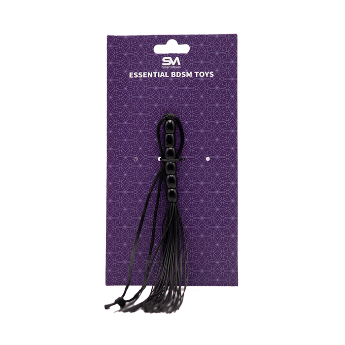Smart Moves - Mini Flogger - Siliconen Strengen - Kralen Handvat - 21 cm - Zwart-Erotiekvoordeel.nl