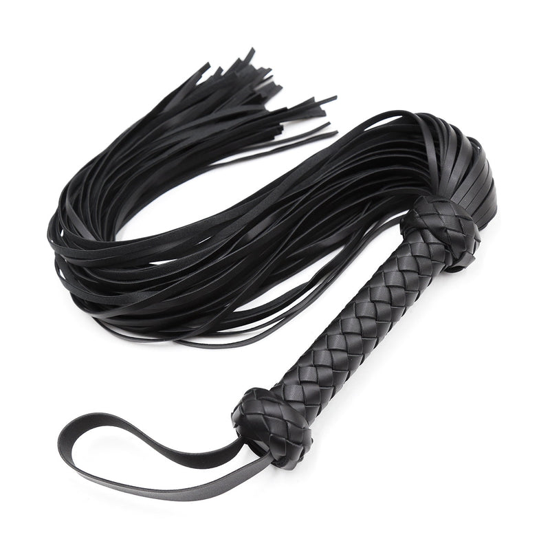 Smart Moves - Flogger - PU Leer - Gevlochten Handvat - 65 cm - Zwart-laced-up.nl