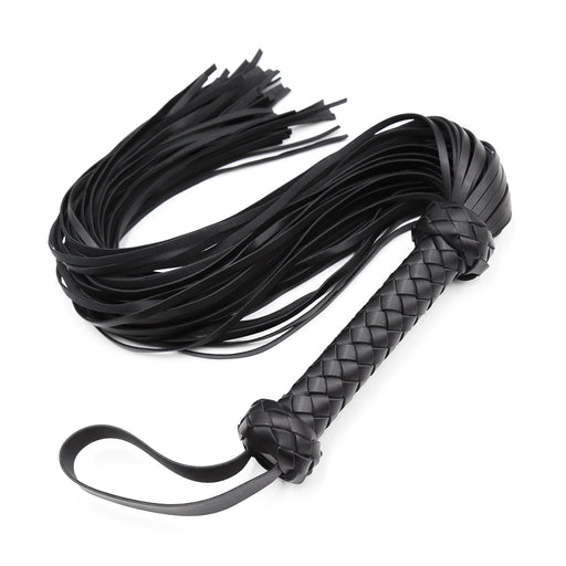 Smart Moves - Flogger - PU Leer - Gevlochten Handvat - 65 cm - Zwart-Erotiekvoordeel.nl