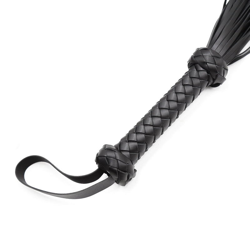 Smart Moves - Flogger - PU Leer - Gevlochten Handvat - 65 cm - Zwart-laced-up.nl