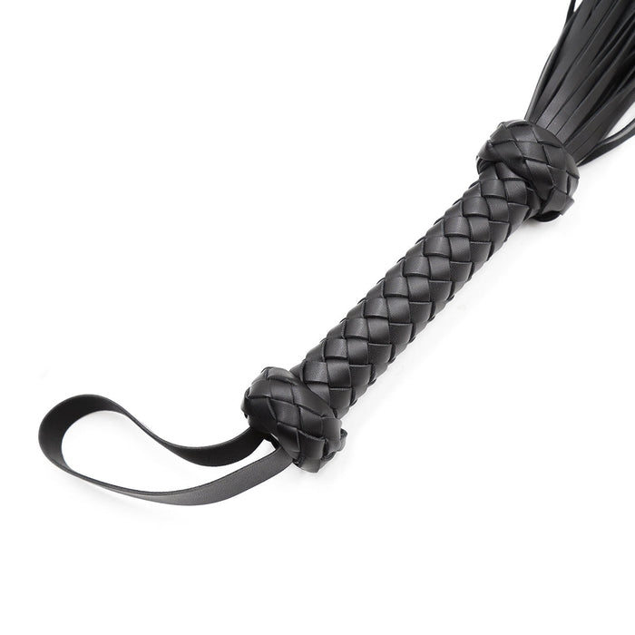 Smart Moves - Flogger - PU Leer - Gevlochten Handvat - 65 cm - Zwart-Erotiekvoordeel.nl