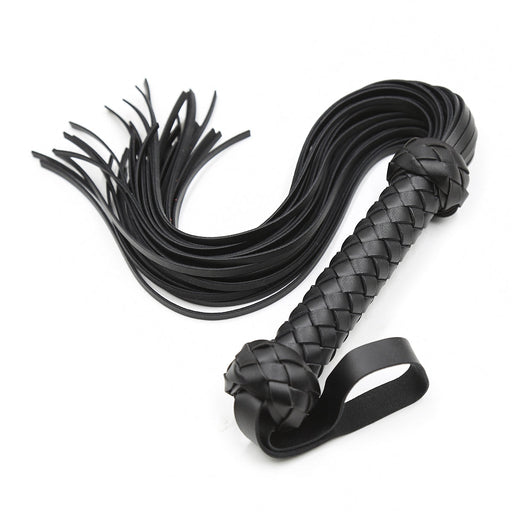 Smart Moves - Flogger - Gevlochten Handvat - PU Leer - 49 cm - Zwart-Erotiekvoordeel.nl