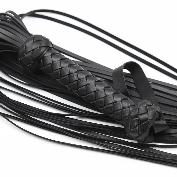 Smart Moves - Flogger - Gevlochten Handvat - PU Leer - 49 cm - Zwart-Erotiekvoordeel.nl