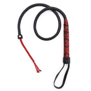Smart Moves - Lange Bullwhip - 106 cm - Brokaat Kanten Handvat - Zwart/Rood-laced-up.nl