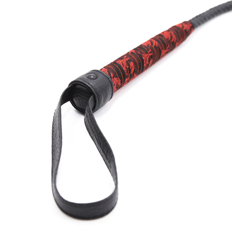 Smart Moves - Lange Bullwhip - 106 cm - Brokaat Kanten Handvat - Zwart/Rood-laced-up.nl
