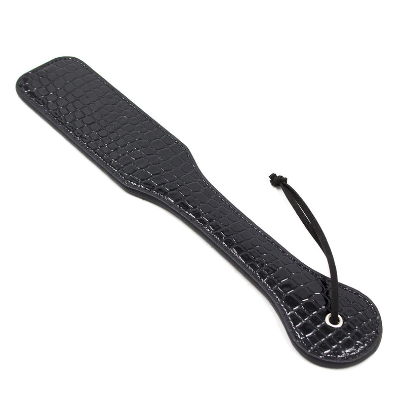 Smart Moves - Paddle recto - Cuero lacado - 32 cm - Estampado de serpiente - Negro