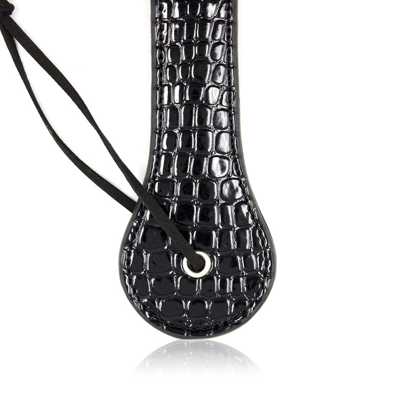 Smart Moves - Paddle recto - Cuero lacado - 32 cm - Estampado de serpiente - Negro