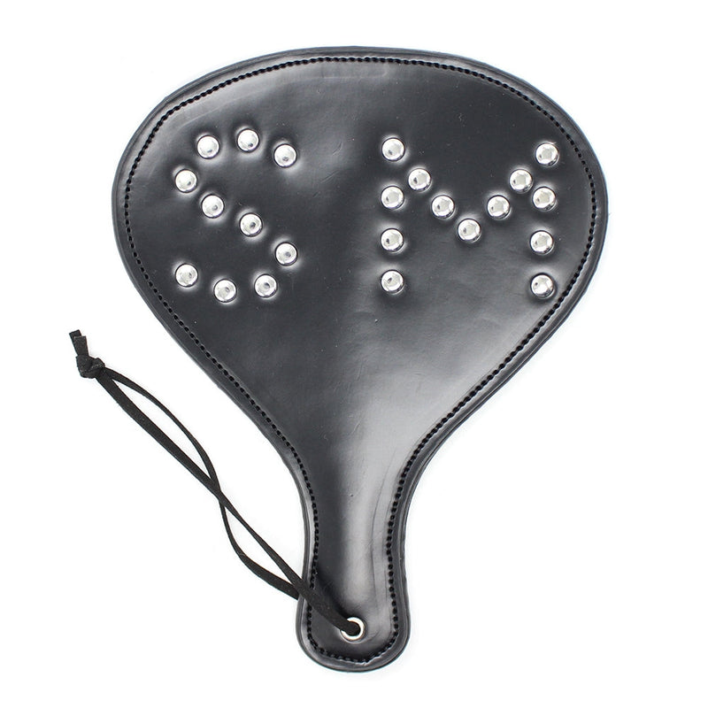 Smart Moves - Ronde Paddle met Siernieten - PU Leer - Zwart-laced-up.nl