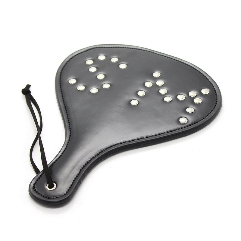 Smart Moves - Ronde Paddle met Siernieten - PU Leer - Zwart-laced-up.nl