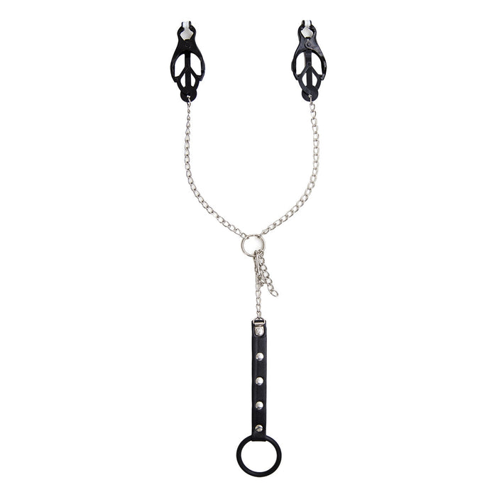 Smart Moves - Zwarte Tepelklemmen met Ketting naar Cockring-Erotiekvoordeel.nl