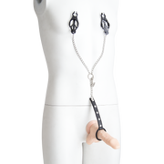 Smart Moves - Zwarte Tepelklemmen met Ketting naar Cockring-laced-up.nl