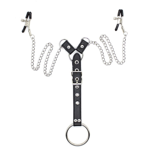 Smart Moves - Nipple Clamps/Penis Ring Silver/Black-Erotiekvoordeel.nl