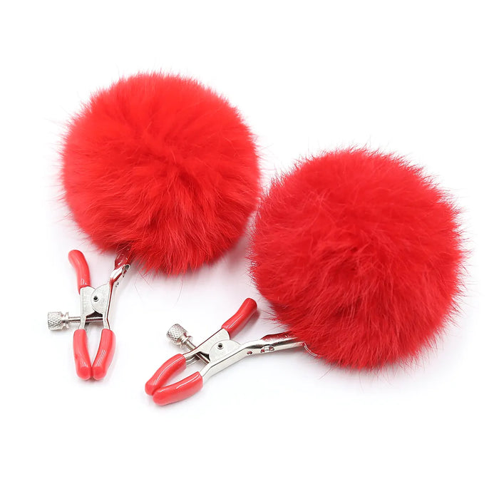 Smart Moves - Tepelklemmen met Fluffy Pompoms - Rood