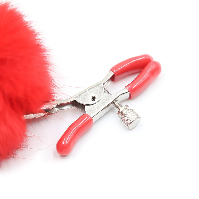 Smart Moves - Tepelklemmen met Fluffy Pompoms - Rood