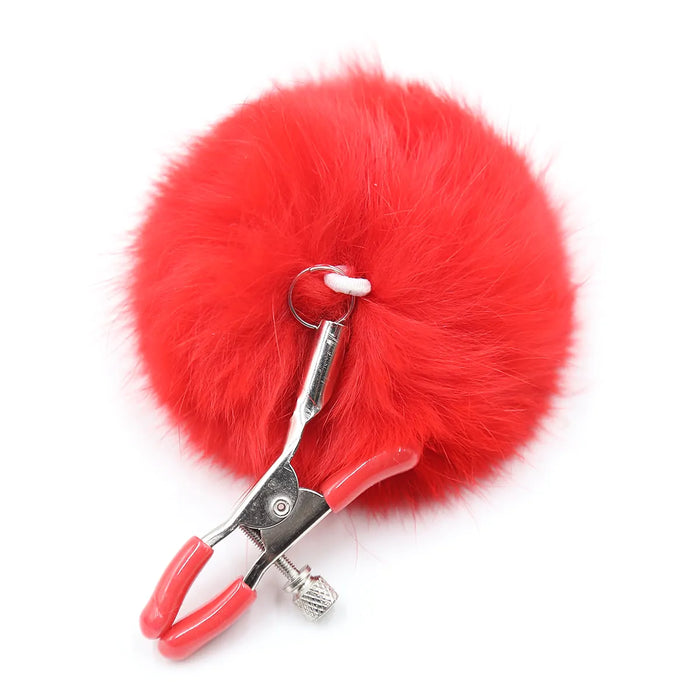 Smart Moves - Tepelklemmen met Fluffy Pompoms - Rood