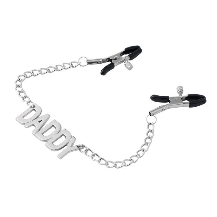 Smart Moves - Daddy Nipple Clamps Chain Silver/Black-Erotiekvoordeel.nl