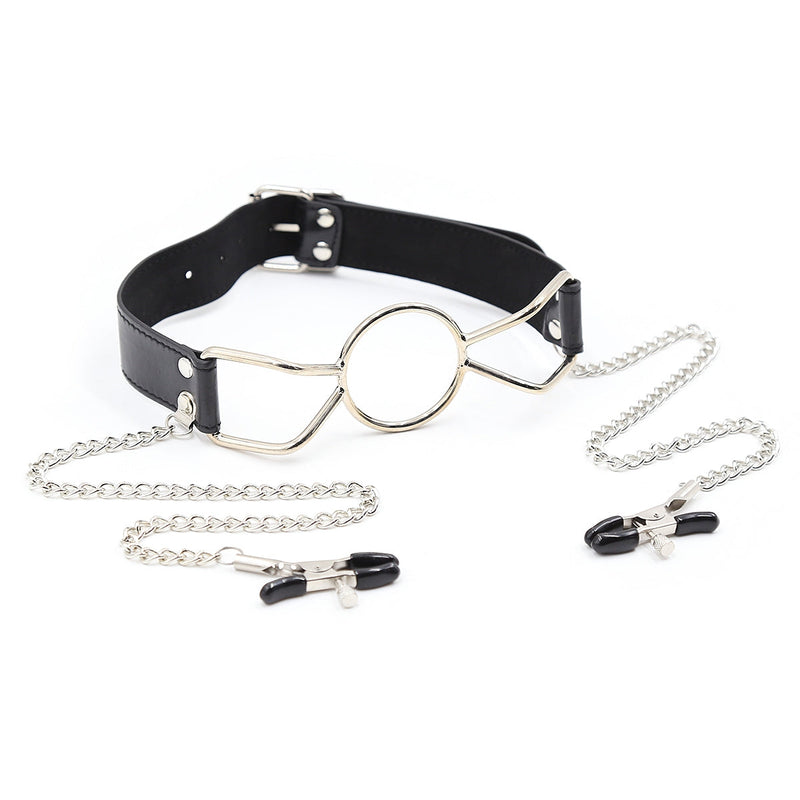Smart Moves - Ring Gag met Tepelklemmen