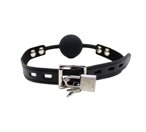 Smart Moves - Lockable, Silicone Ball Gag Black-Erotiekvoordeel.nl