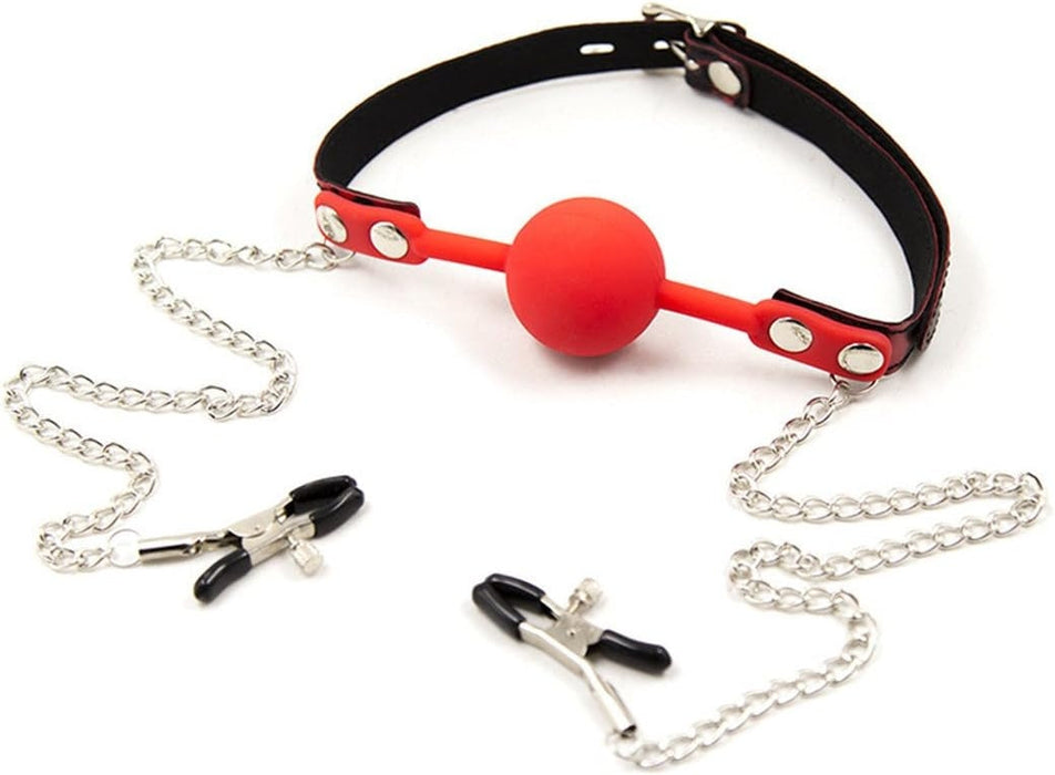 Smart Moves - Silicone Gag/Nipple Clamps Black/Red-Erotiekvoordeel.nl
