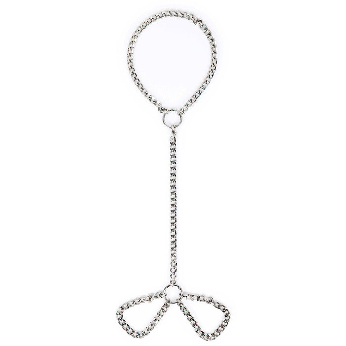 Smart Moves - Ketting Collar met Verbonden Handboeien - Zilver-Erotiekvoordeel.nl