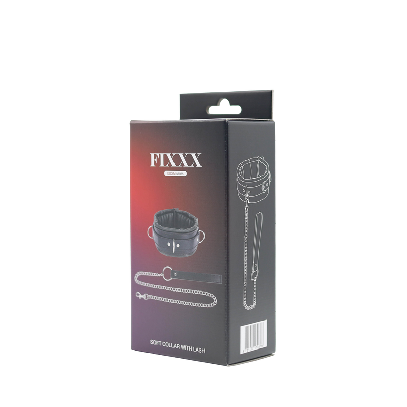 Fixxx - Gevoerde Collar met Leiband - Zwart