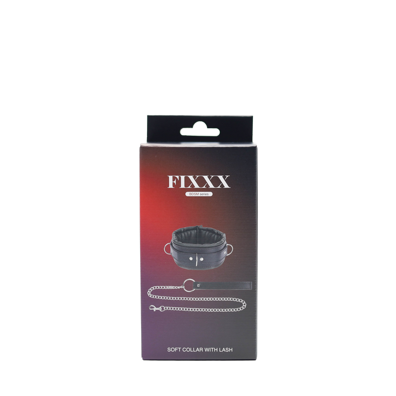 Fixxx - Gevoerde Collar met Leiband - Zwart