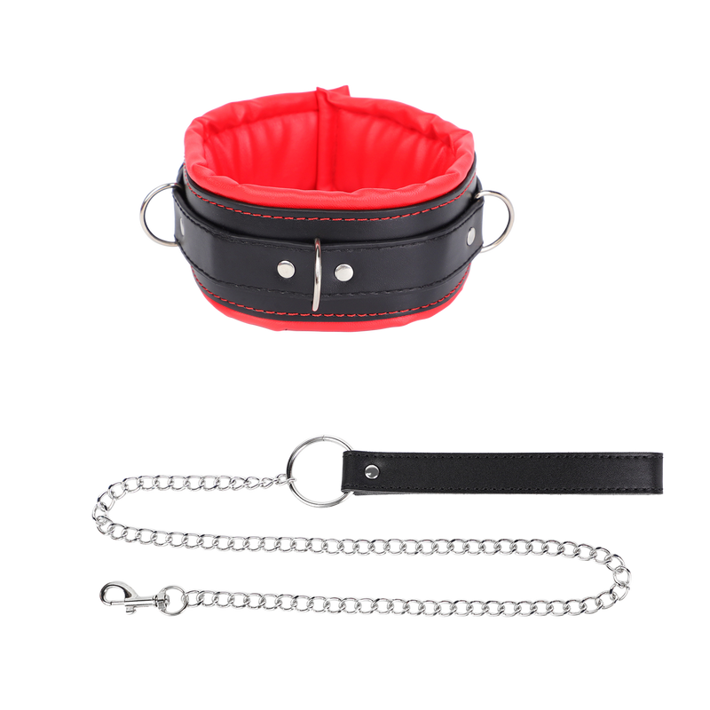 Fixxx - Soft Collar with Leash Zwart/Rood-Erotiekvoordeel.nl