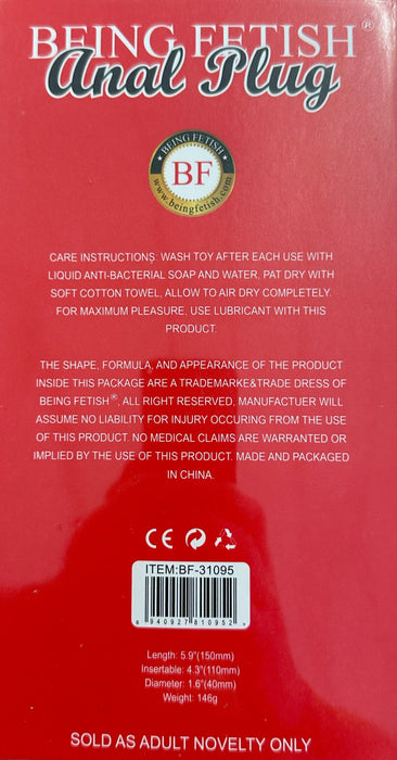 Being Fetish – Anaal Plug – Zwart – 15 x 4 cm-Erotiekvoordeel.nl