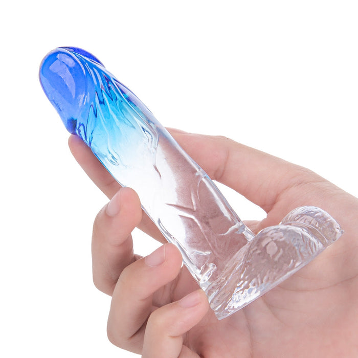 Being Fetish - Kleine Dildo - Kunstrubber - 11,5 cm - Transparant/Blauw-Erotiekvoordeel.nl