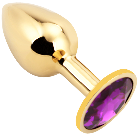 PLGZ - Rosebud Metal Buttplug - Gold - Purple Gemstone - Size L