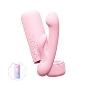 Vush - Pop Glow - Dubbele Stimulatie Rabbit Vibrator - Met Opbergkoker - Lichtroze-laced-up.nl