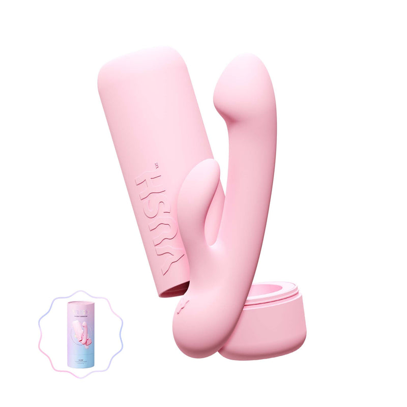 Vush - Pop Glow - Dubbele Stimulatie Rabbit Vibrator - Met Opbergkoker - Lichtroze-laced-up.nl