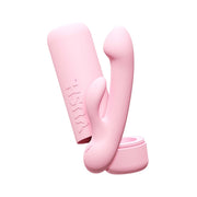 Vush - Pop Glow - Dubbele Stimulatie Rabbit Vibrator - Met Opbergkoker - Lichtroze-laced-up.nl